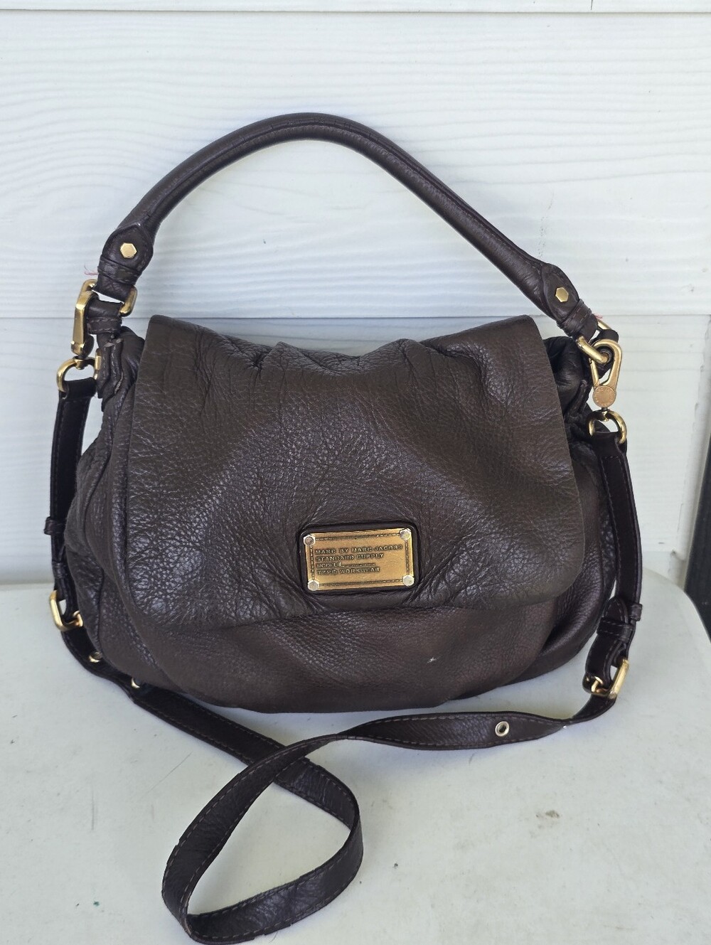 Marc by Marc Jacobs Classic Q Natasha Brown Leather Crossbody Shoulder Bag